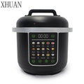 6L black electric pressure cooker with digital touch control panel and handle lid