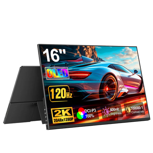 16" 2K 120Hz OLED Gaming Portable Monitor 100% DCI-P3 Touchscreen Display TypeC HDMI For PC Switch Laptop Mac Phone PS5 Xbox