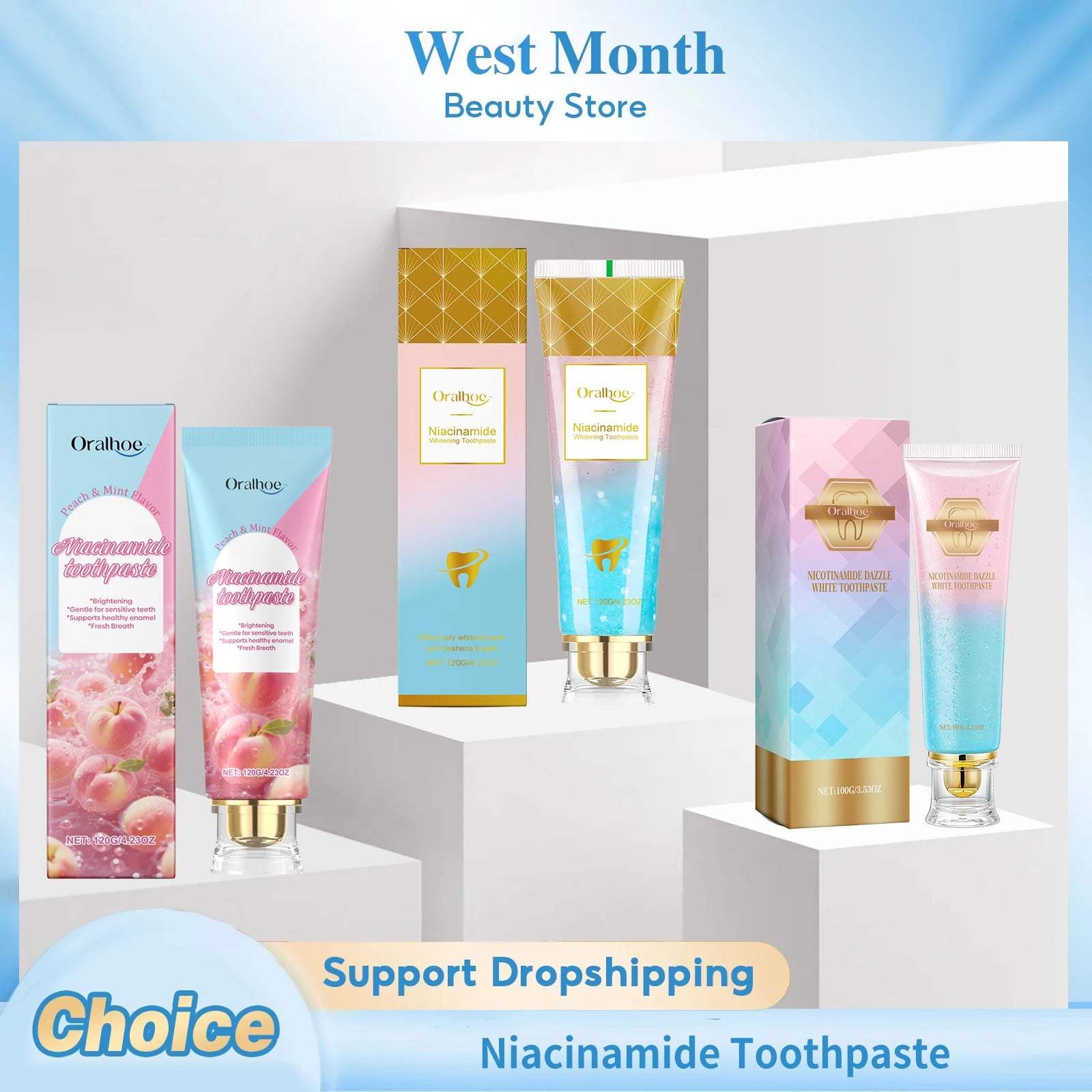 Tidesmit Niacinamide whitening toothpaste for deep stain removal, fresh breath, and soothing gum health.