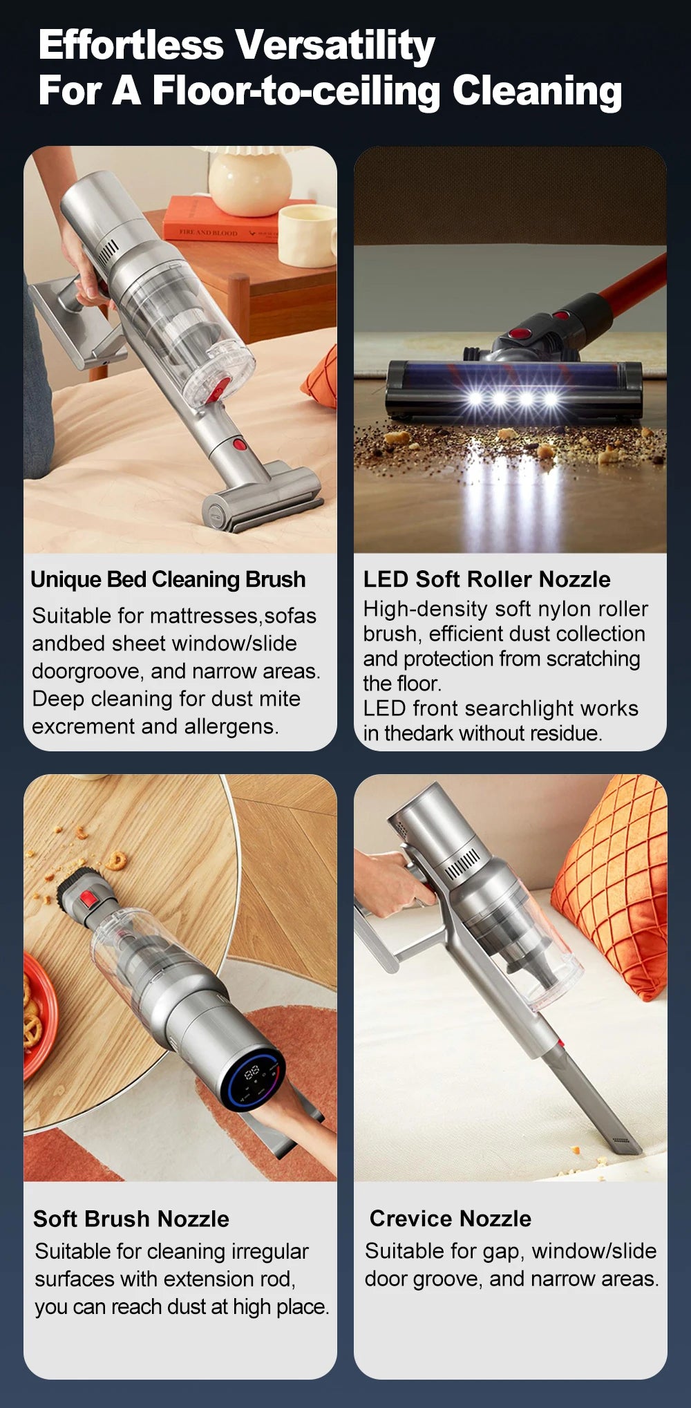 Tidesmit ABIR VC205 Cordless Handheld Vacuum with 27000PA suction, touch screen, and smart dust sensor technology.