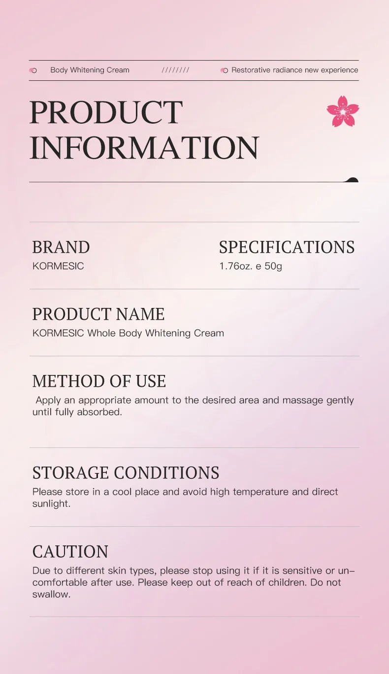Glutathione Niacinamide Body Lotion Skin Brightening Hydrate Revitalize Even Skin Tone Whitening Face Bleaching Lightening Care