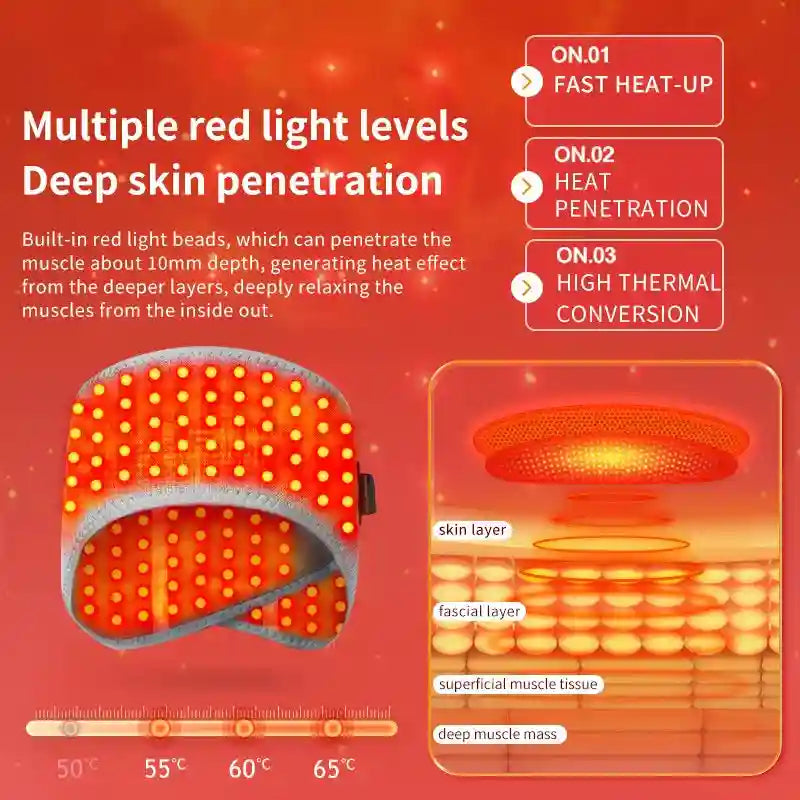 Red Light Heated Head Pad: 3-Level Heat Therapy for Muscle Relief Massage Cushion Tidesmit