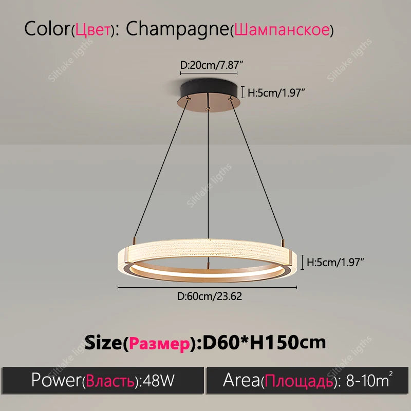 Modern Round LED Ring Light – Adjustable Minimalist Pendant 40-80cm Type C 60cm Tidesmit