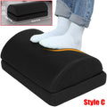 Adjustable black ergonomic under desk footrest with mesh fabric, used for feet support to relieve back and knee pain.
