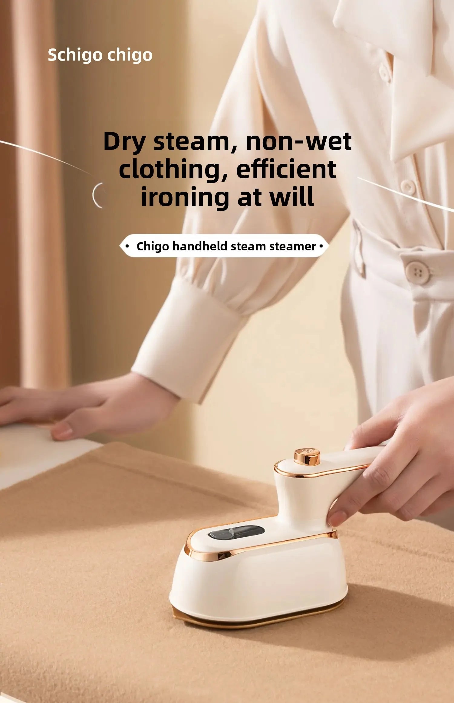 Tidesmit handheld portable steam iron showing dual wet and dry ironing functionality for efficient garment care