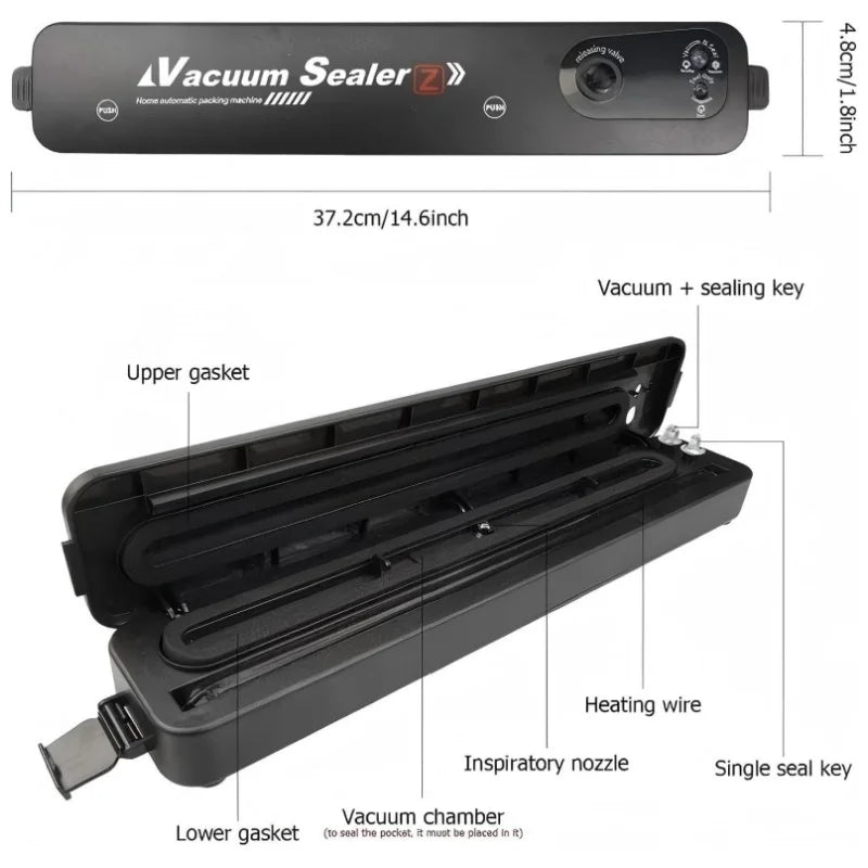 2 In 1 Food Vacuum Sealer Dry Wet Packaging Machine Automatic Air Sealing Mini Compact For Food Storage Saver Kitchen Tool