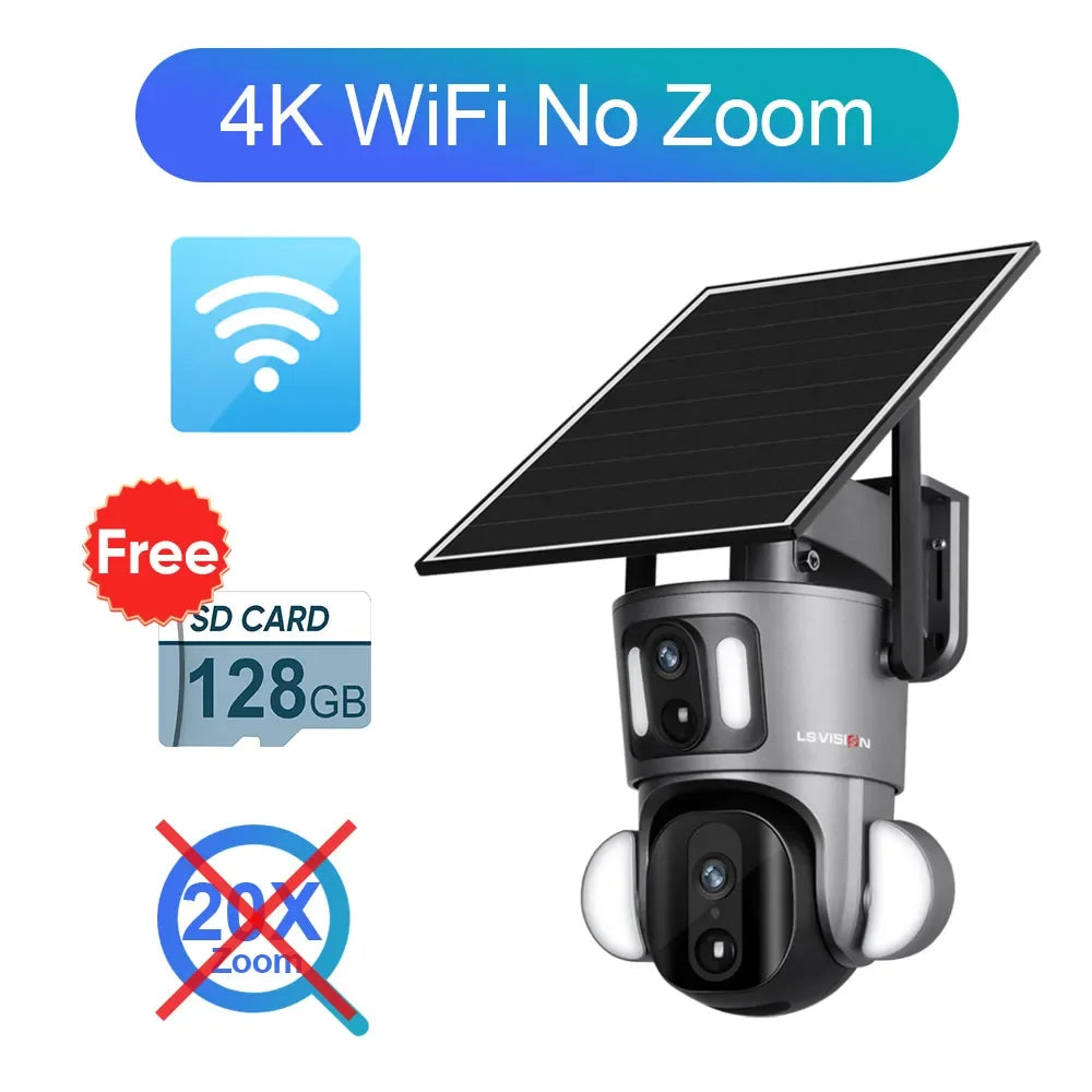 Outdoor solar PTZ security camera, gray, WiFi, no-zoom version