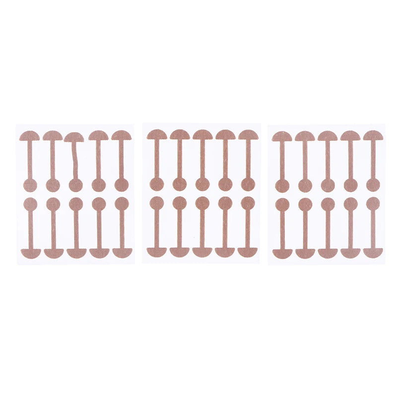 Set of beige invisible nose wing shrinking stickers, narrow nose lifting patches for face shaping and contouring.