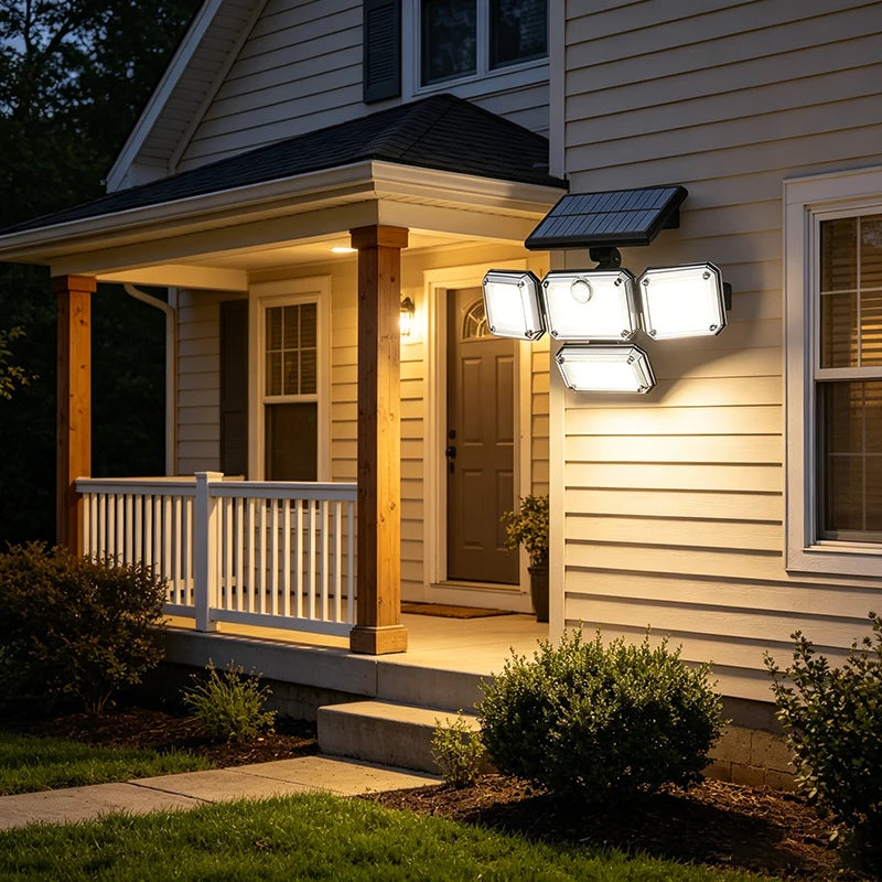 FAMCDC Solar Light 333LED IP65 Waterproof Outdoor Indoor Solar Garden Lamp With Adjustable Head Wide Lighting Angle With 3 Mode
