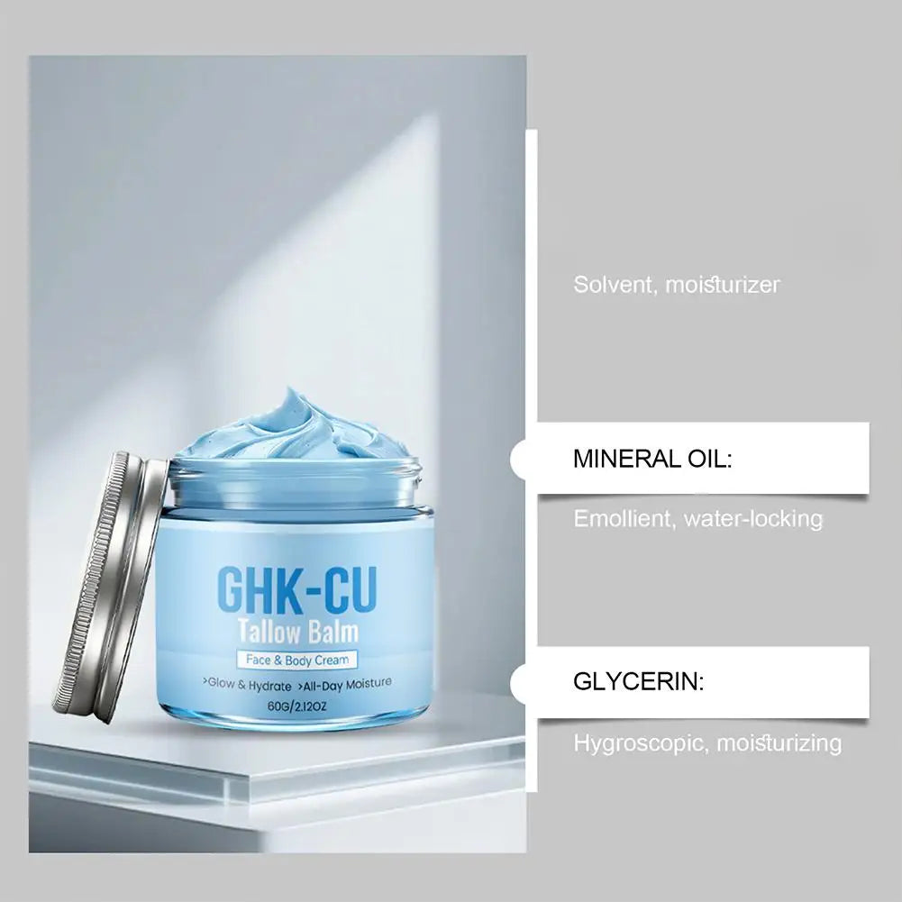 Copper Peptides GHK-Cu Beef Tallow Honey Blue Balm for Face & Body Moisturizing Hydrating & Brightening For All Skin Types