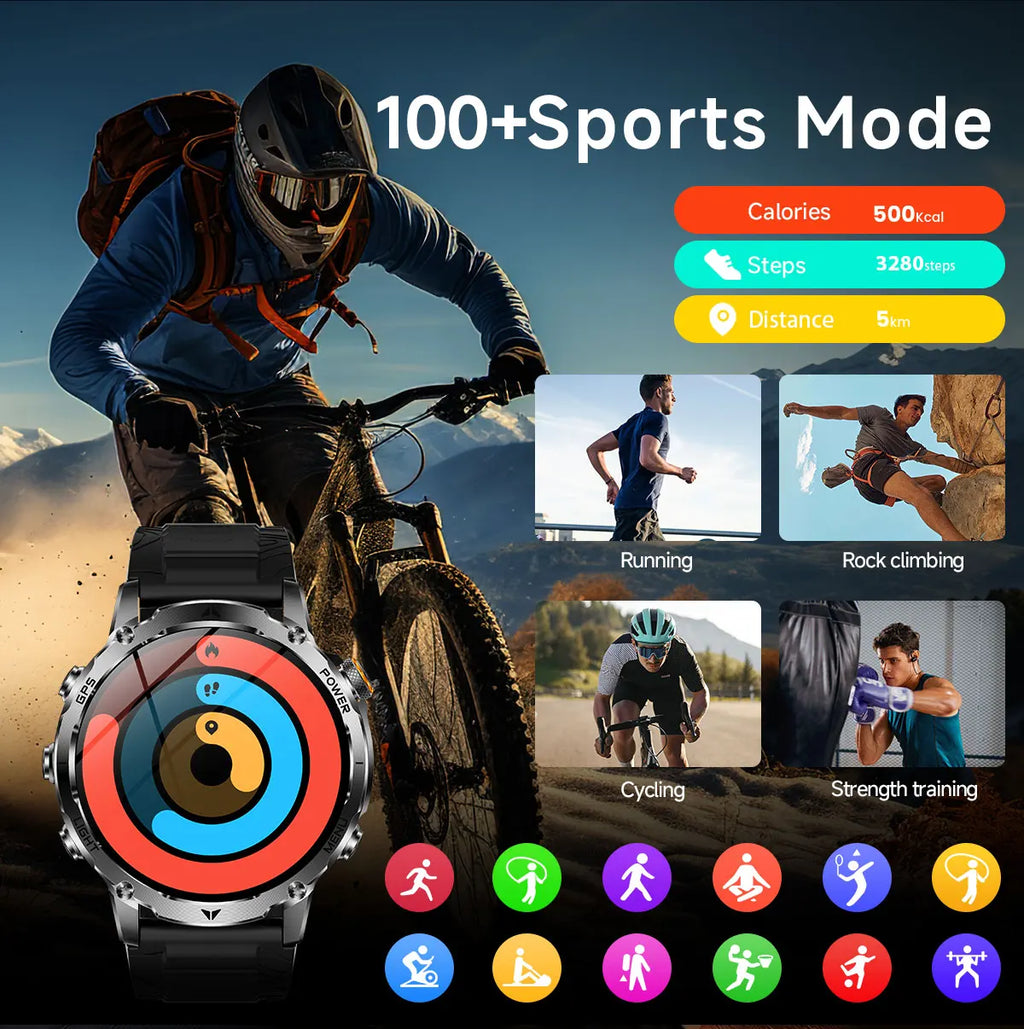 New T-Rex3 Ultra GPS Smartwatch 1100mAh Battery Compass 3ATM Waterproof Outdoor Sports Military Grade Tracker for Android IOS