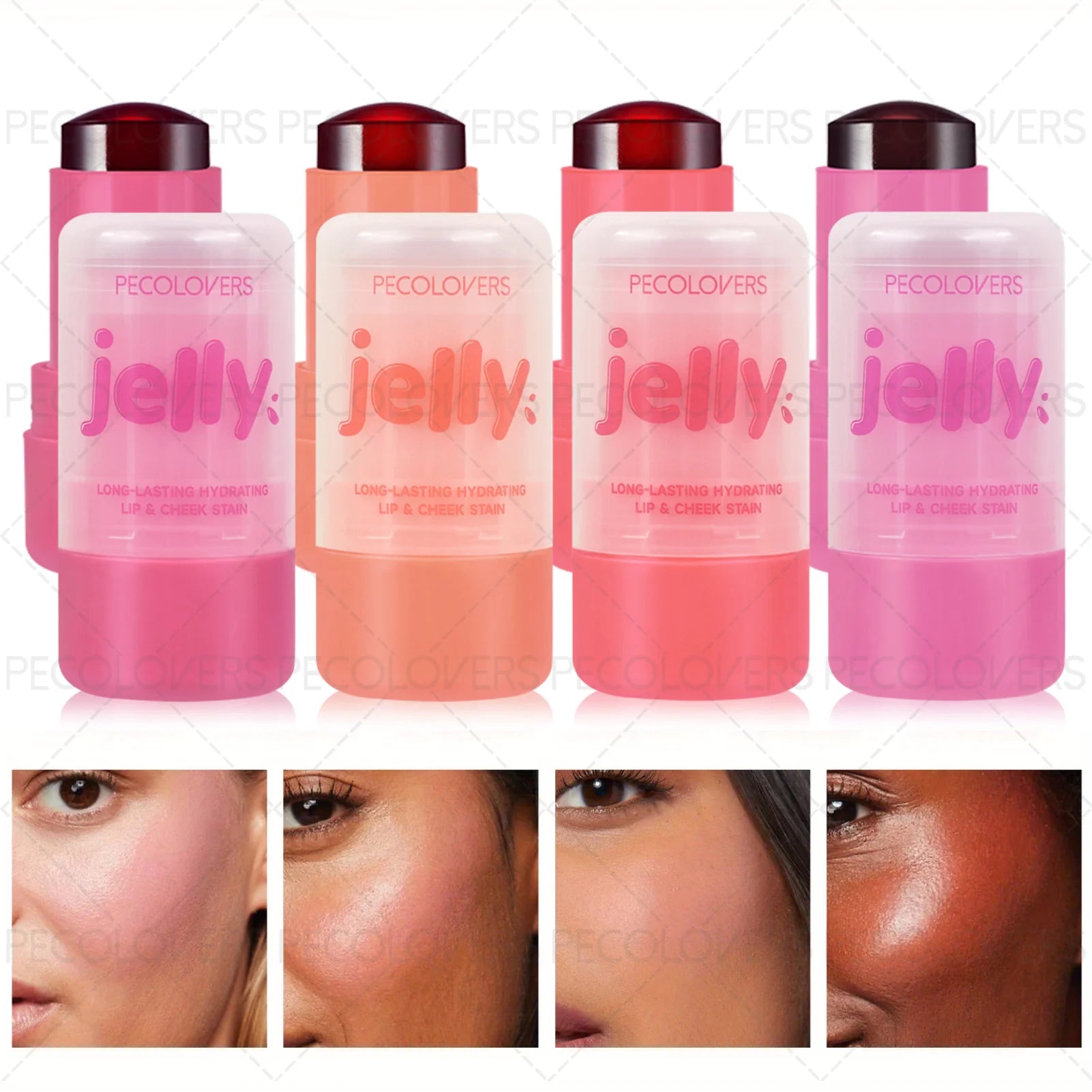 Tidesmit PECOLOVERS 3-in-1 waterproof jelly blush stick for radiant cheeks and eyes long-lasting face makeup