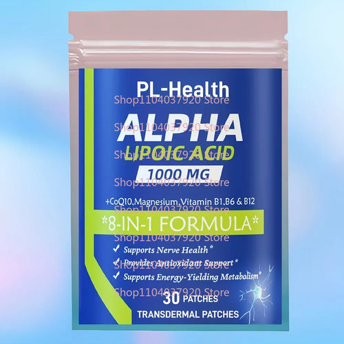 Alpha Lipoic Acid Transdermal Patches for nerve health with Magnesium Glycinate, 30-patch main product view.