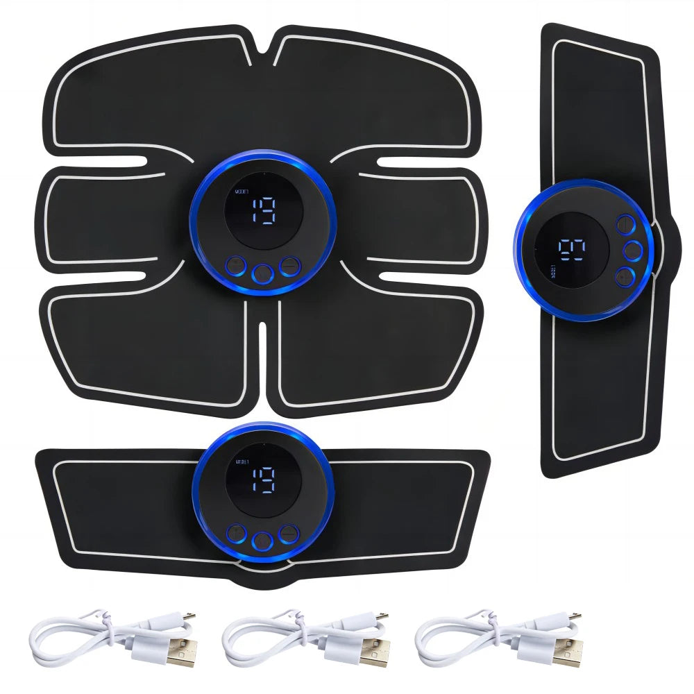 EMS Muscle Stimulator Abdominal Trainer - Rechargeable Body Recovery Fascia Gun B set (3pcs) Tidesmit