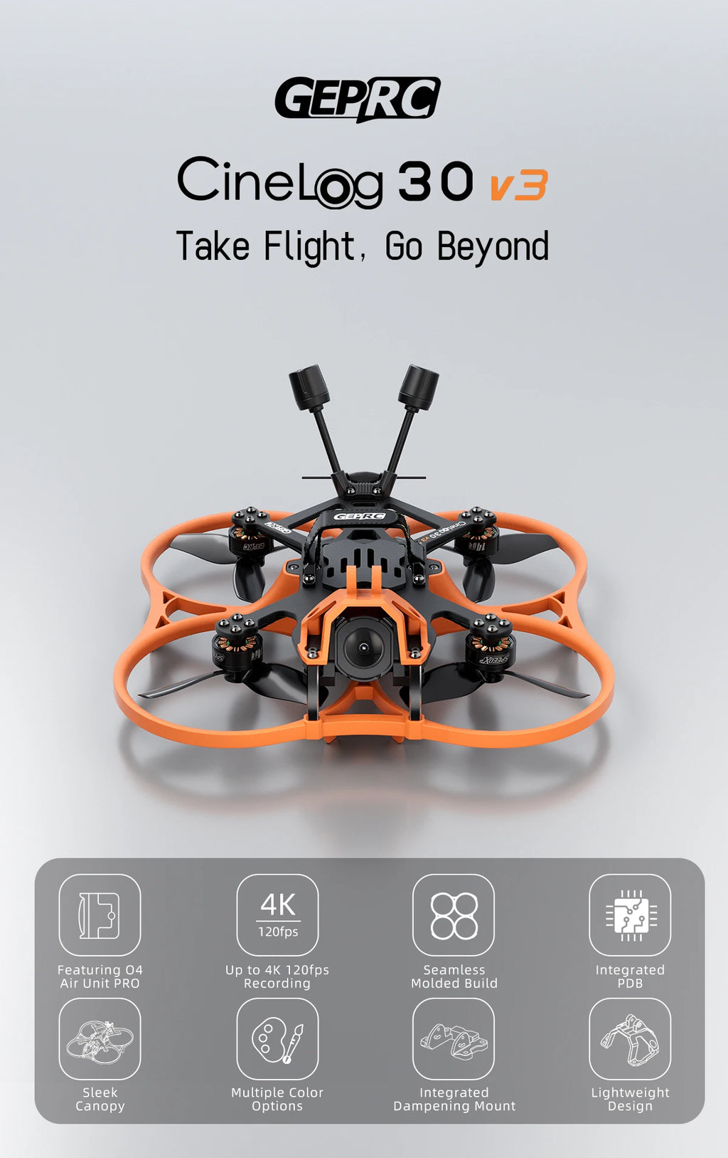 GEPRC Cinelog30 V3 FPV Drone with O4 Air Unit and F722 AIO Tidesmit