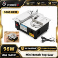 Podofo 96W 5000RPM Mini Circular Table Saw 2.5 Inch Multifunctional Desktop Electric Bench Saw Household DIY Woodworking Cutting Tool with 63mm Blade For PCB Substrate Acrylic Plate Copper Tube Model Craft Making