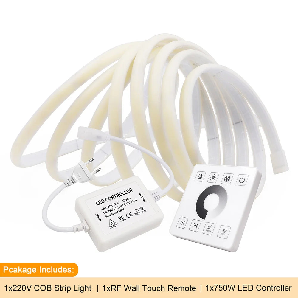 COB LED strip light kit with RF wall touch remote and LED controller box