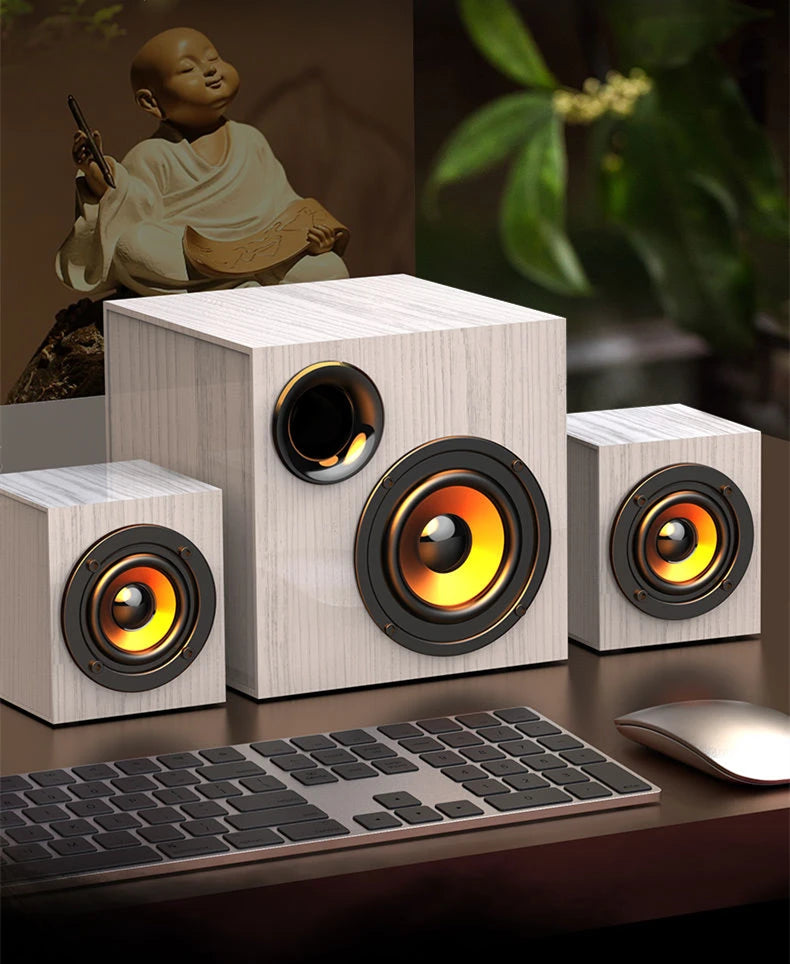 Portable Bluetooth Speaker - Wooden Desktop Audio with Deep Bass Tidesmit