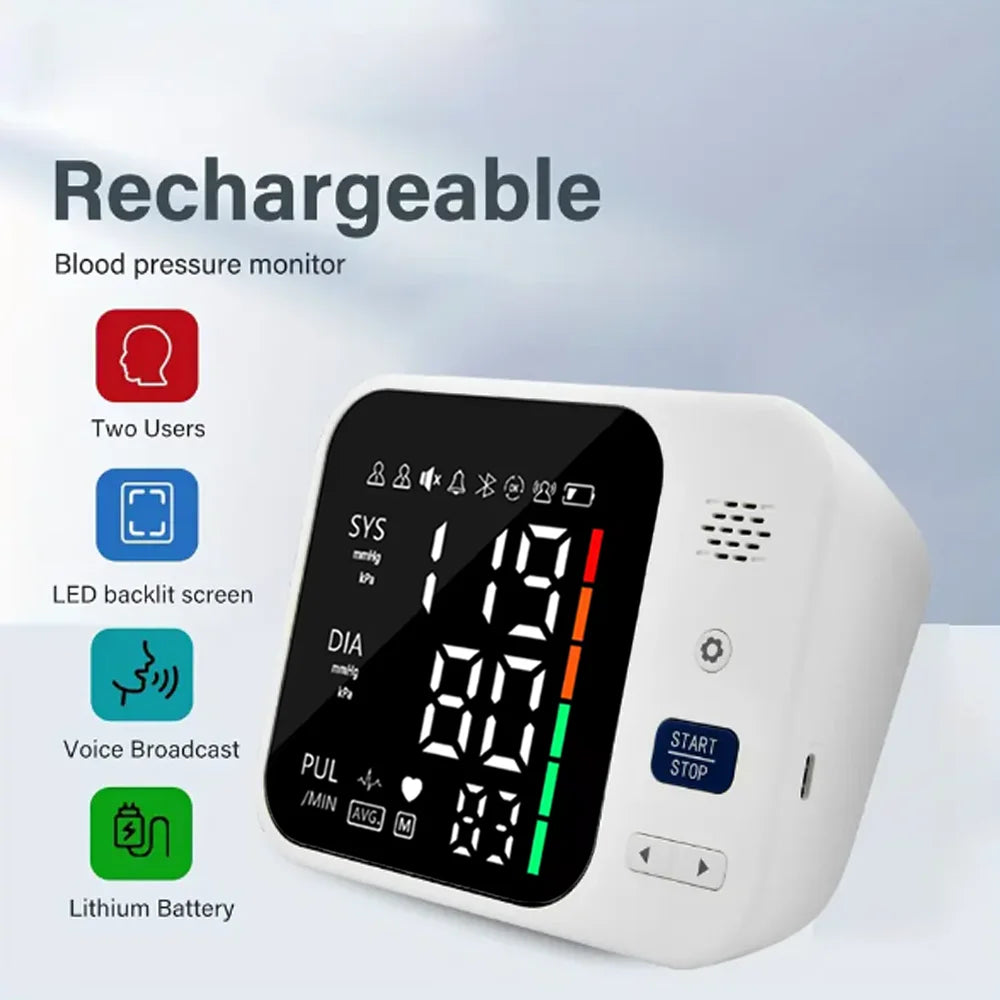 Automatic Tonometer Upper Arm Blood Pressure Monitor High Accurate Pressure Measure Tool Sphygmomanometer Tensiometer BP Monitor