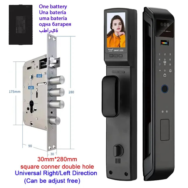 WIfi Tuya APP Remote Unlock Voice Intercom 3D Face Recognition Smart Door Lock With Camera Fingerprint Password Digitl Door Lock