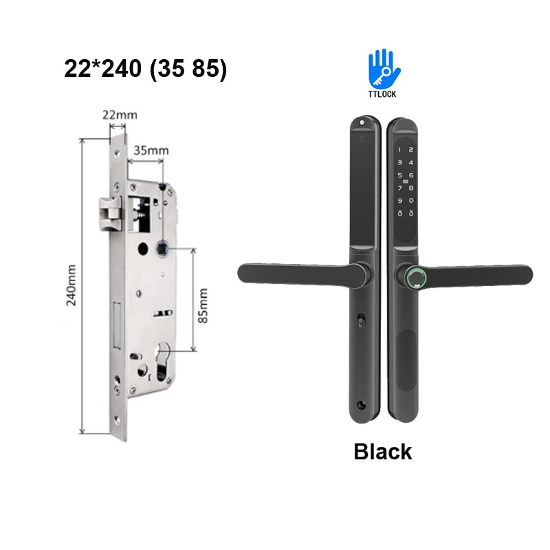 TTLock App Smart Aluminum Door Lock Waterproof Fingerprint Digital Password RFID Keyless Electronic Sliding Glass Door Lock