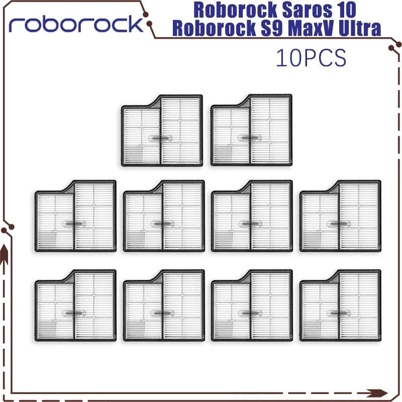 Tidesmit replacement parts kit for Roborock Saros 10 and S9 MaxV Ultra, including brushes, filter, mop, and dust bag