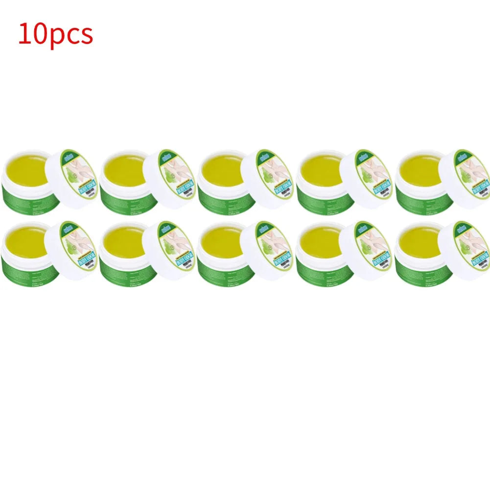 10pcs natural plant extract underarm deodorant cream with a smooth, yellow balm texture in white jars.