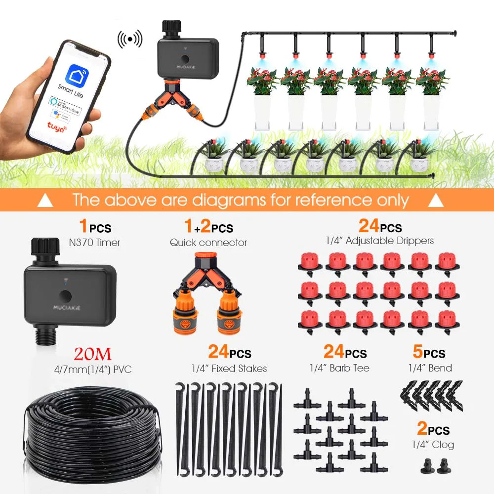 30-10m Garden Dual-band WiFi Timer Irrigation Set Supports Intelligent Voice Function APP Control Lawn Automatic Watering System