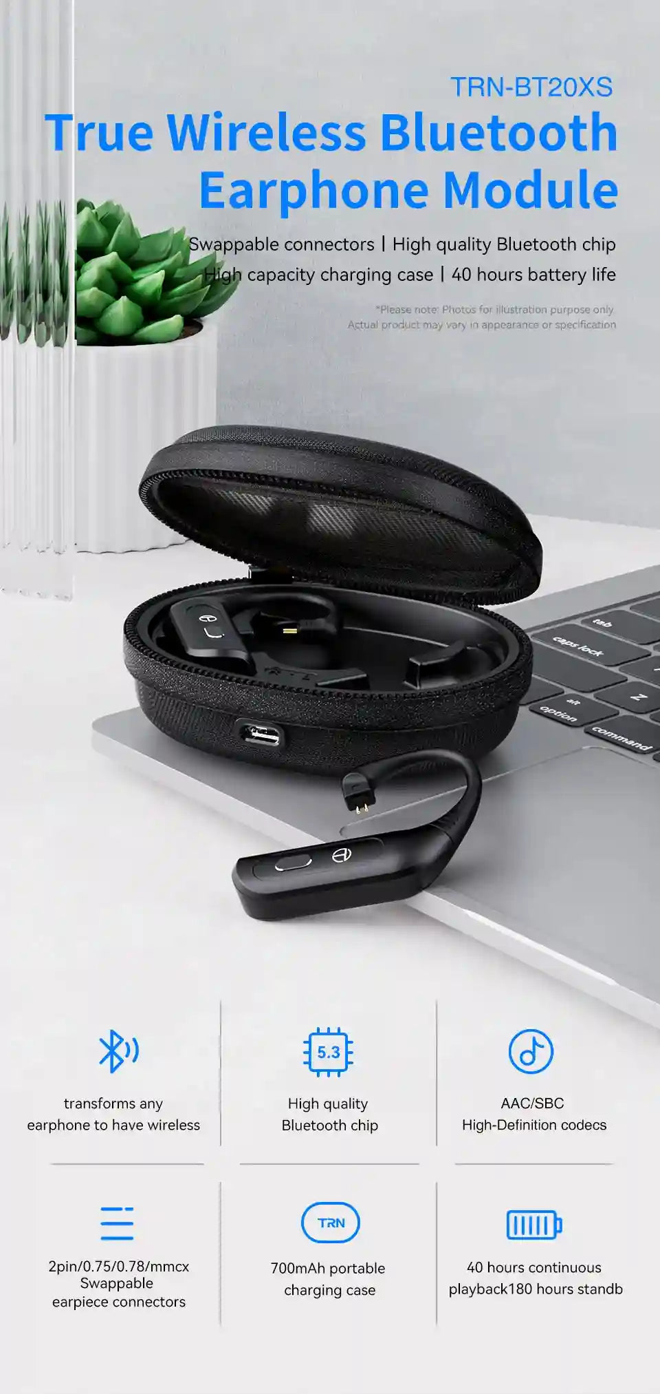 Bluetooth Earphone Upgrade Cable Module - HiFi Wireless Audio Module Tidesmit