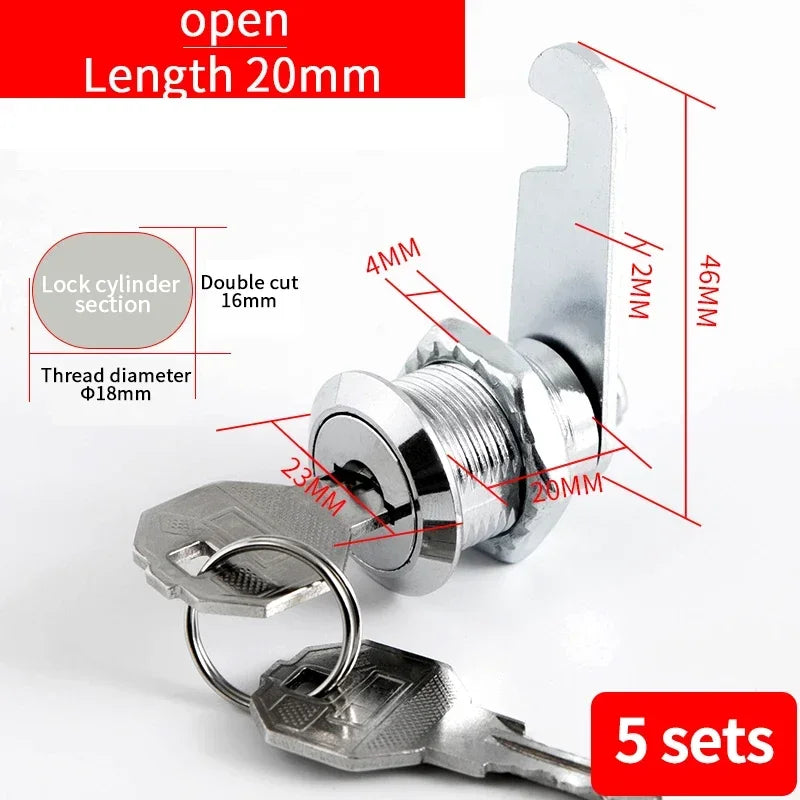 5/20/100SETS 16mm 20mm 25mm 30mm 35mm Metal Rotary Key Switch Push Button Lock Switch Latching Cylinder Cabinet Security Locker