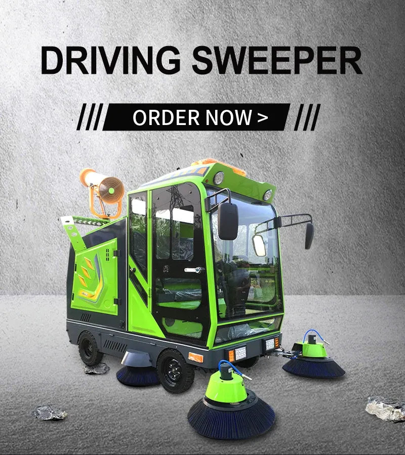Tidesmit QK-989 Ride-on Electric Road Sweeper with 240L Trash Bin