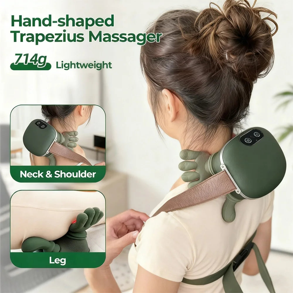 Wireless Neck and Shoulder Massager: Deep Tissue Rechargeable Relief - Green Body Shaping Massage Equipment Tidesmit