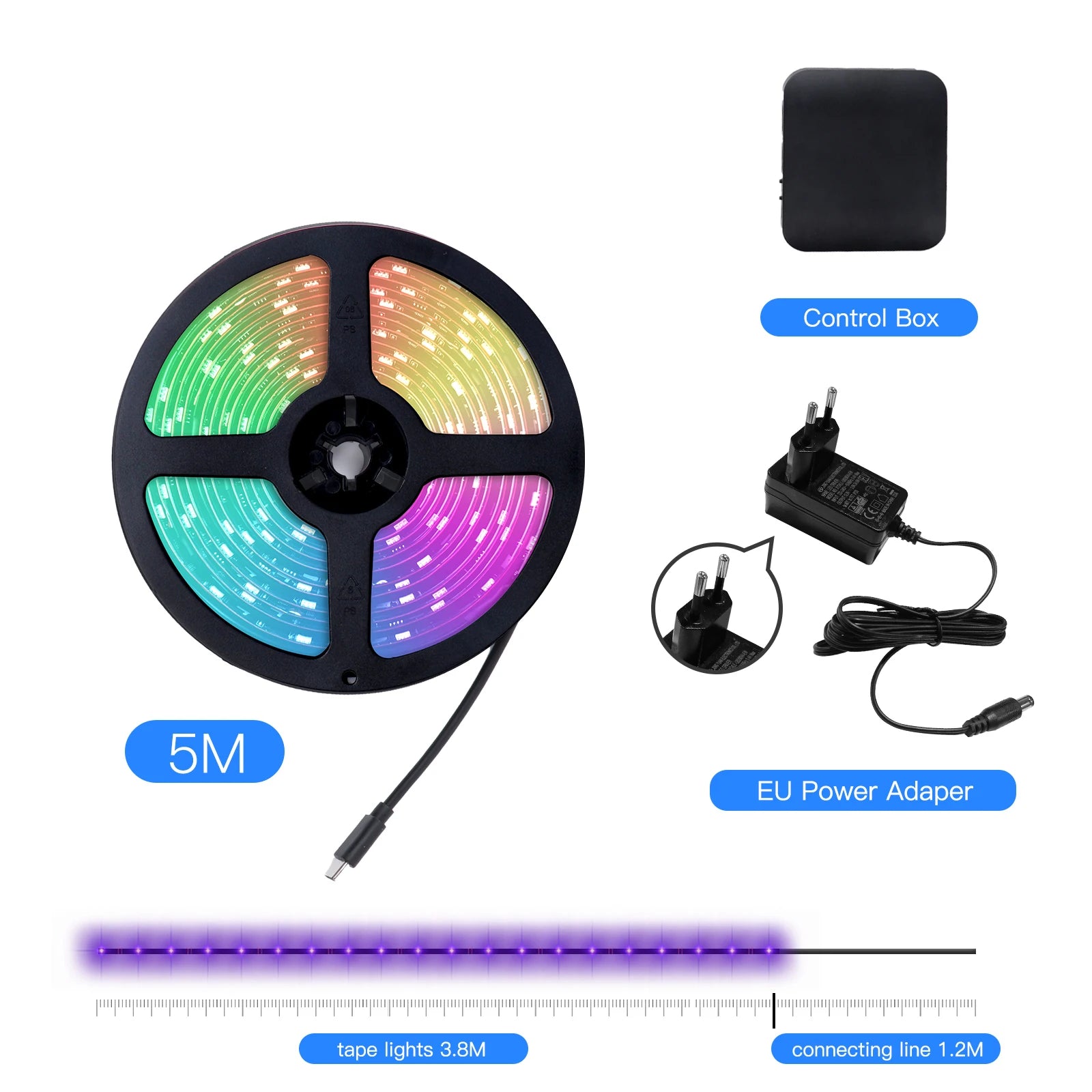 MOES Wifi Smart Ambient Lighting TV Backlight HDMI 2.0 Device Sync Box Led Strip Lights Kit Alexa Voice Google Assistant Control
