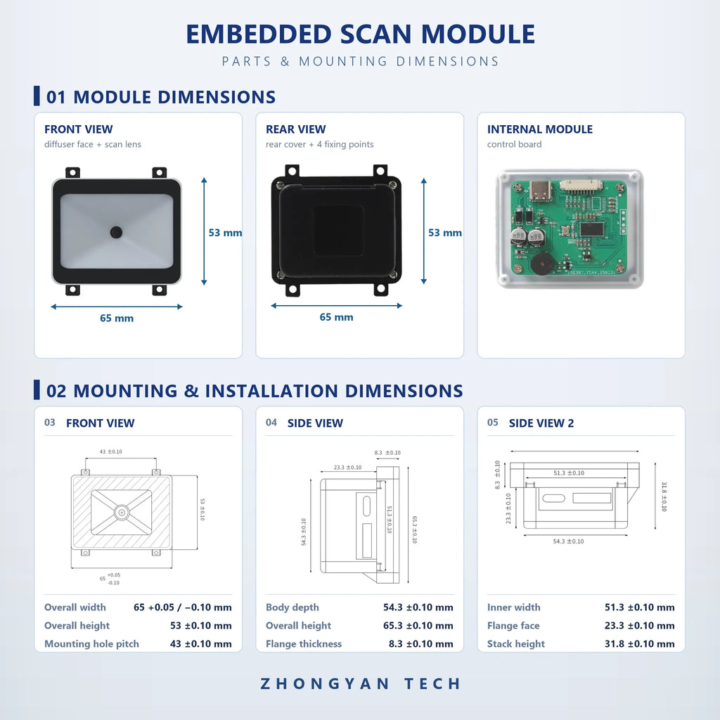 Small Bar Code Scanner USB TTL RS232 Embedded 1D 2D Barcode Reader QR Code Scanner Module Apply for Vending Machine