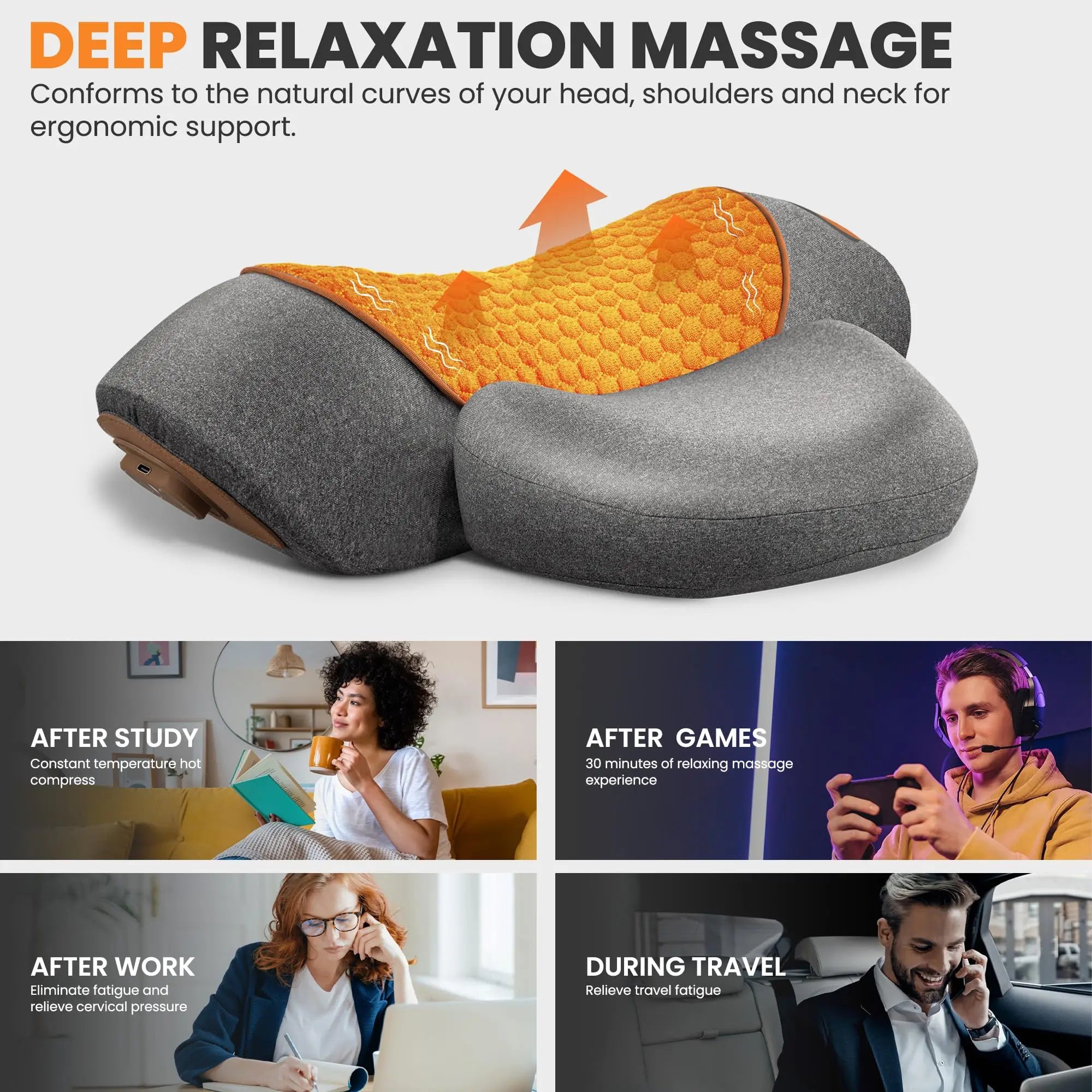 Electric Neck Massager with Heat and Vibration - Tidesmit Wellness Back Massage Instrument Tidesmit