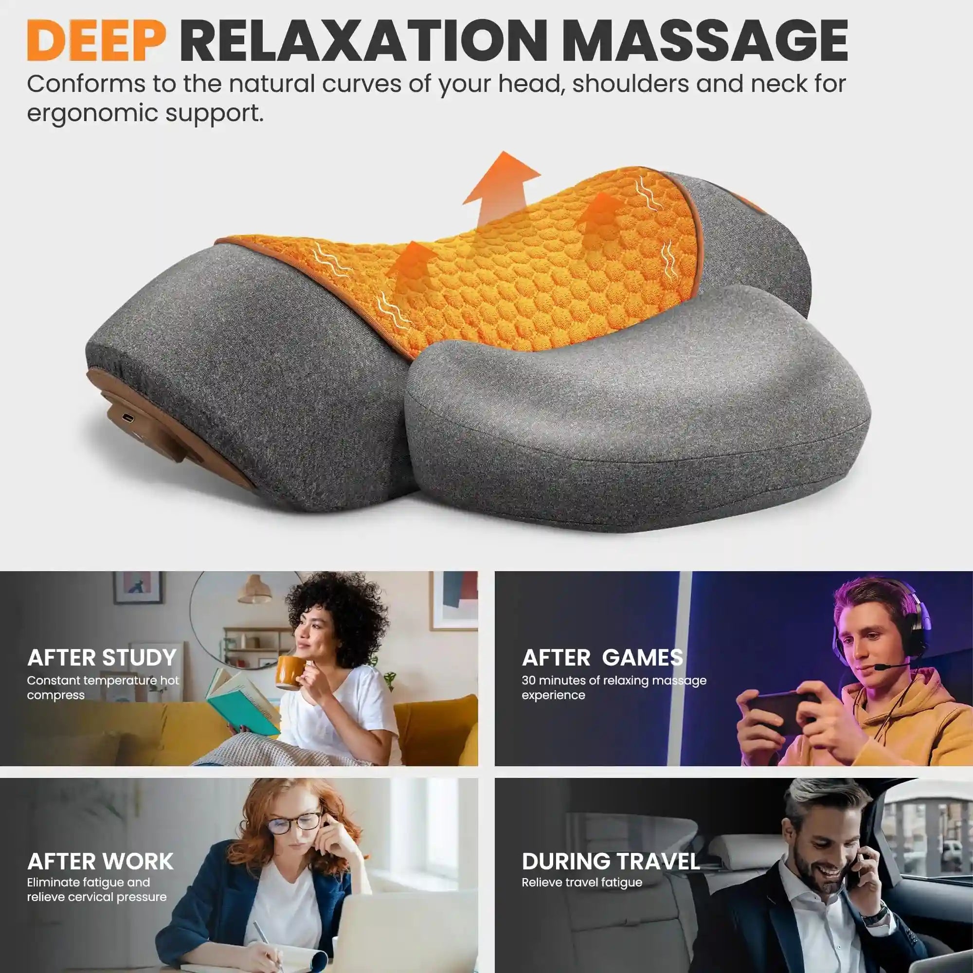Electric Neck Massage Pillow with Heat and Vibration for Cervical Relief Massage Roller Tidesmit