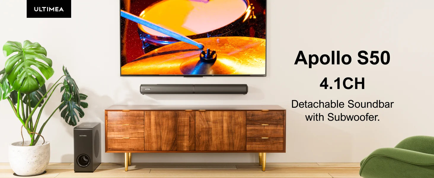 4.1 Channel Soundbar with Subwoofer - 200W Detachable Home Theater Tidesmit