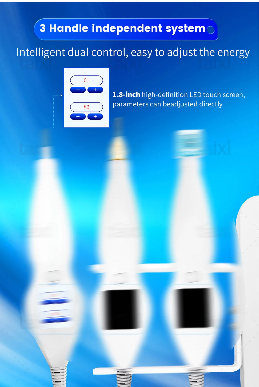 Tidesmit 8 in 1 plasma therapy device showing adjustable hot and cold facial pigmentation removal settings side view