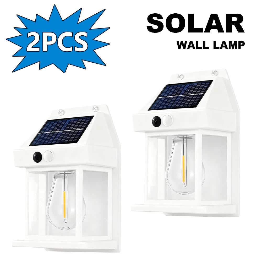 4PCS Solar Wall Light Outdoor Waterproof Sunlight Pathway Fence Lamp Yard Luminous Wall Washer Garden Decoration Tungsten Light