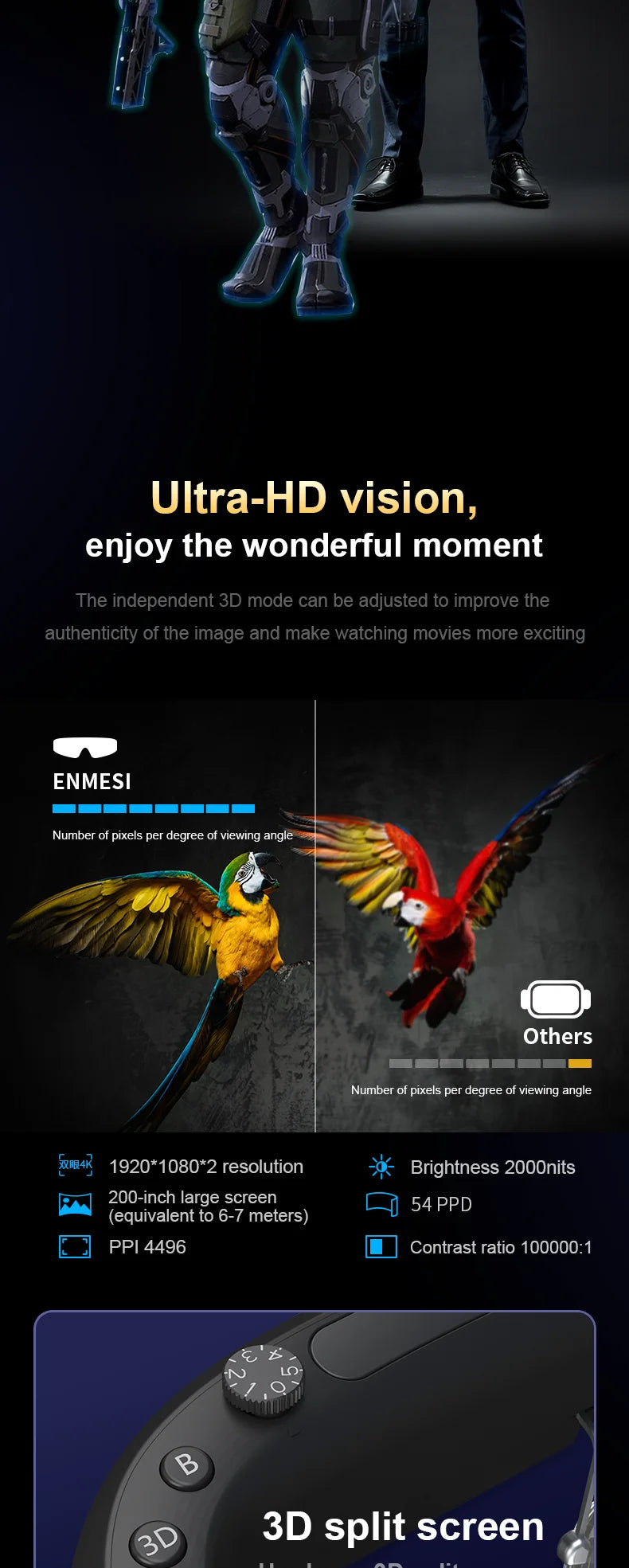 AR VR Smart Glasses | 200 Inch HD Cinema Display | Tidesmit Tidesmit