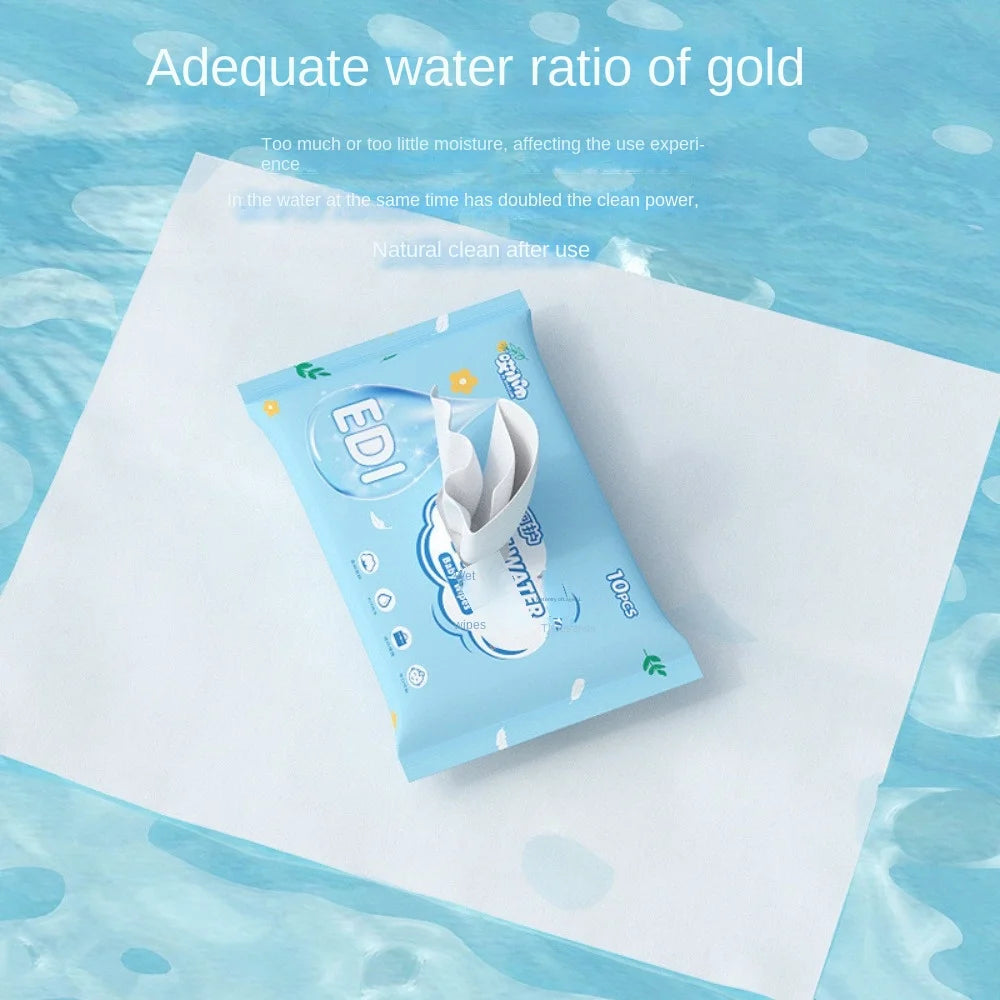 10Pcs/Pack Spunlace Nonwoven Fabric Baby Wipes EDI Pure Water Extractable Baby Care Tools Disposable Portable