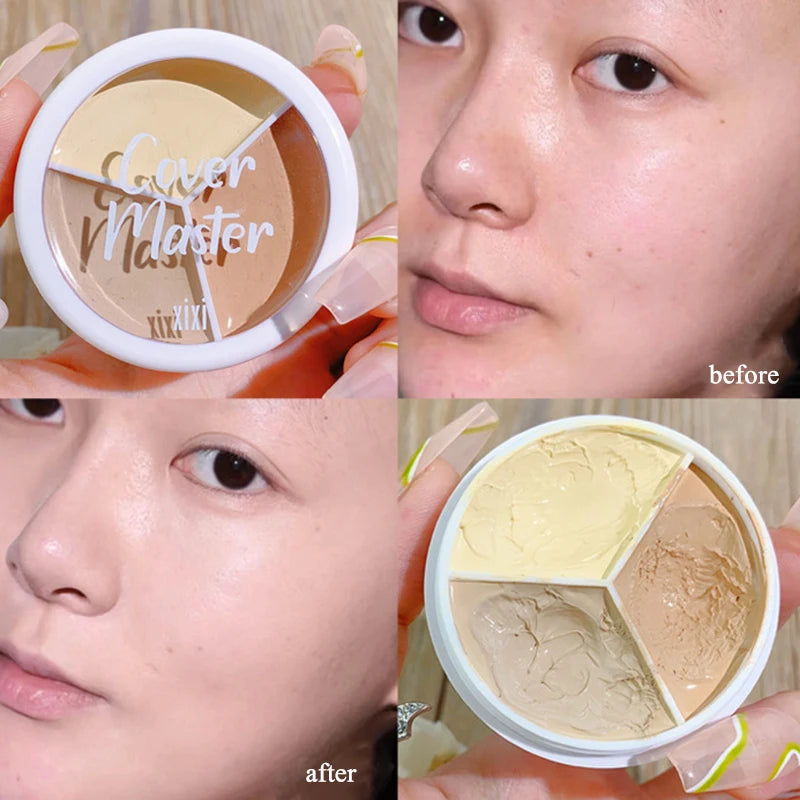 Tidesmit 3 color concealer palette showing high coverage shade swatches for dark circles and nose contouring