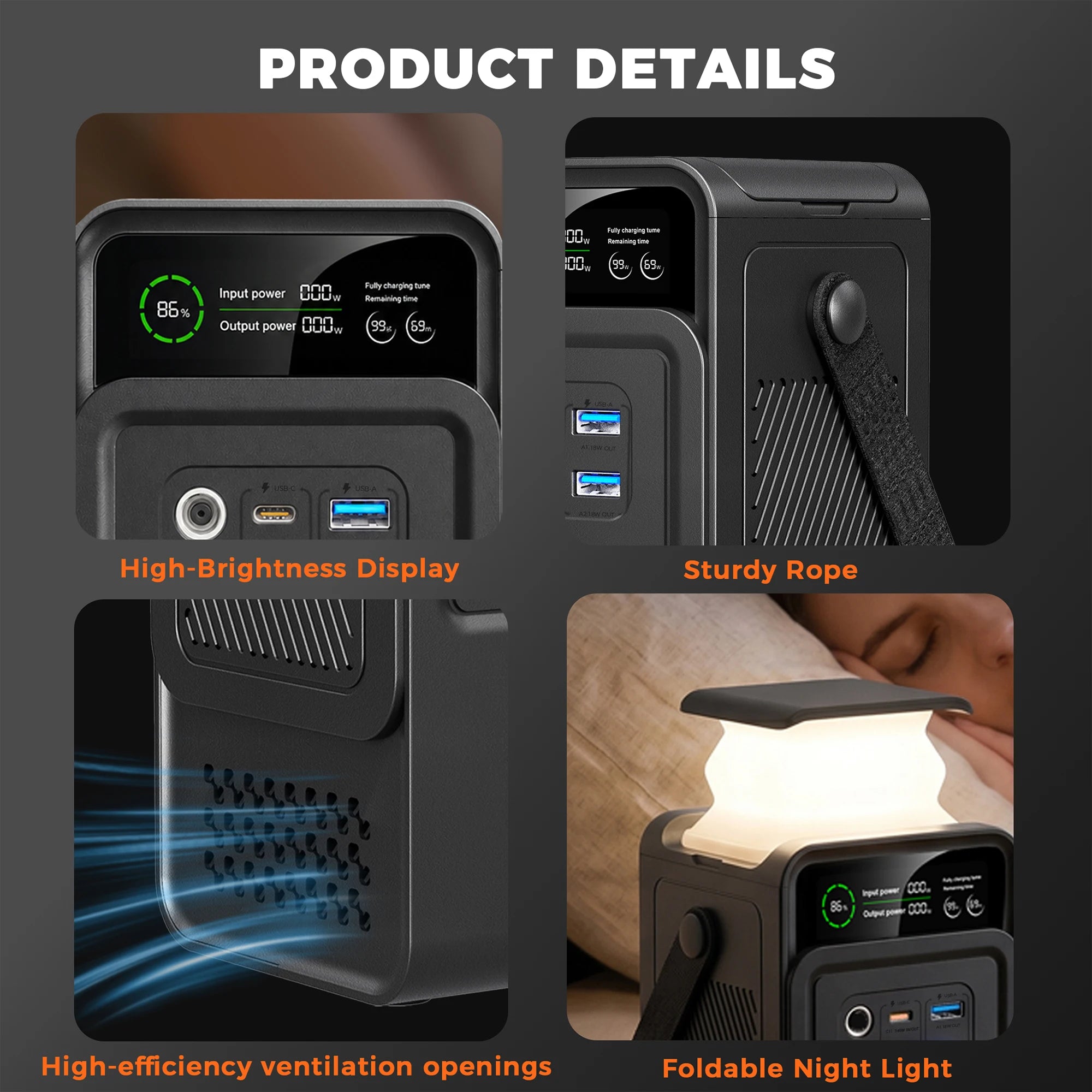CTOLITY 200W Portable Power Station Kit 100W Solar Generator Panel with Built-in PCB USB Type-C 192Wh Power Bank for Outdoor Camping Emergency Use Home Backup Power