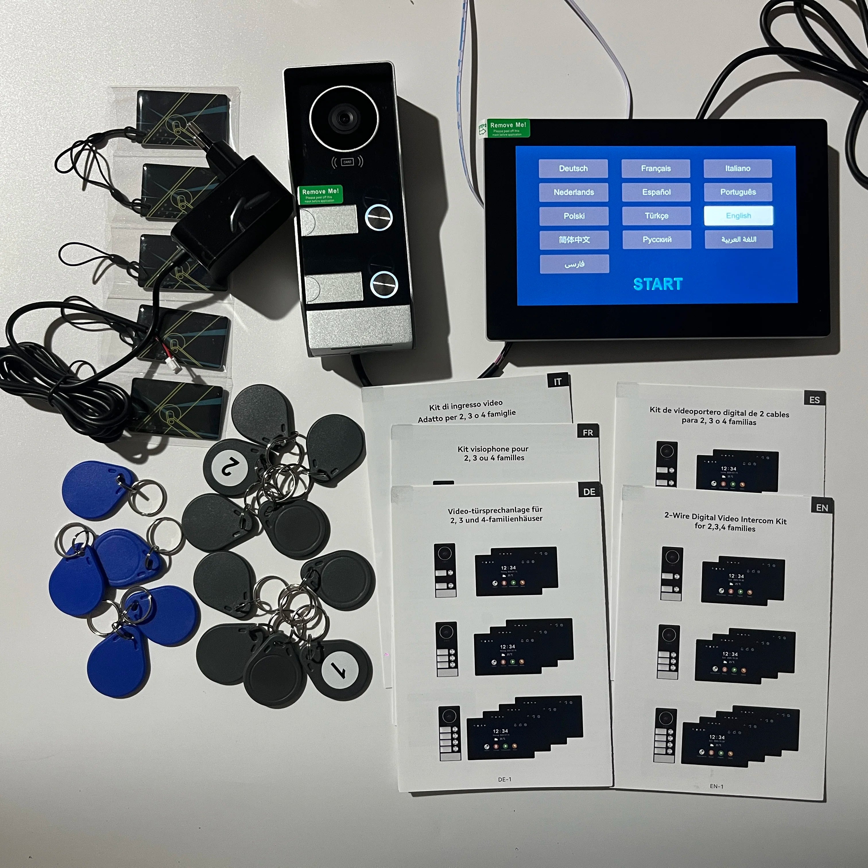 7" Touch Monitor Tuya WIFI Video Building Intercom System 2 Wire Cable Port 2-4 Units Apartment Video Door Phone Doorbell Kits