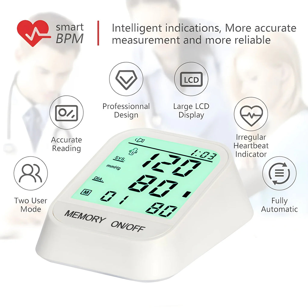Medical Automatic Sphygmomanometer Digital Arm Wrist BP Blood Pressure Monitor Tensiometer Tonometer Heart Rate Pulse Meter