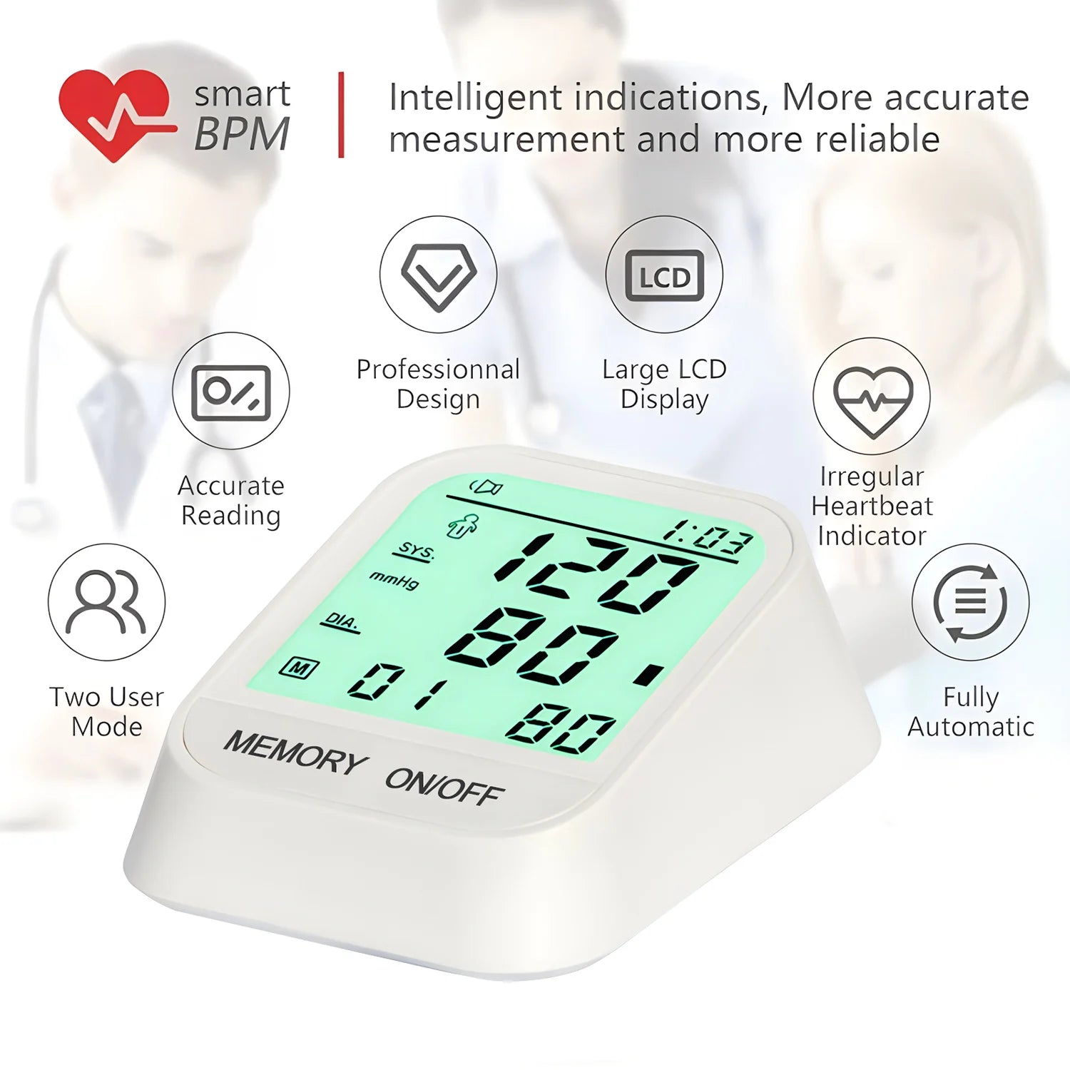 Medical Automatic Sphygmomanometer Digital Arm Wrist BP Blood Pressure Monitor Tensiometer Tonometer Heart Rate Pulse Meter