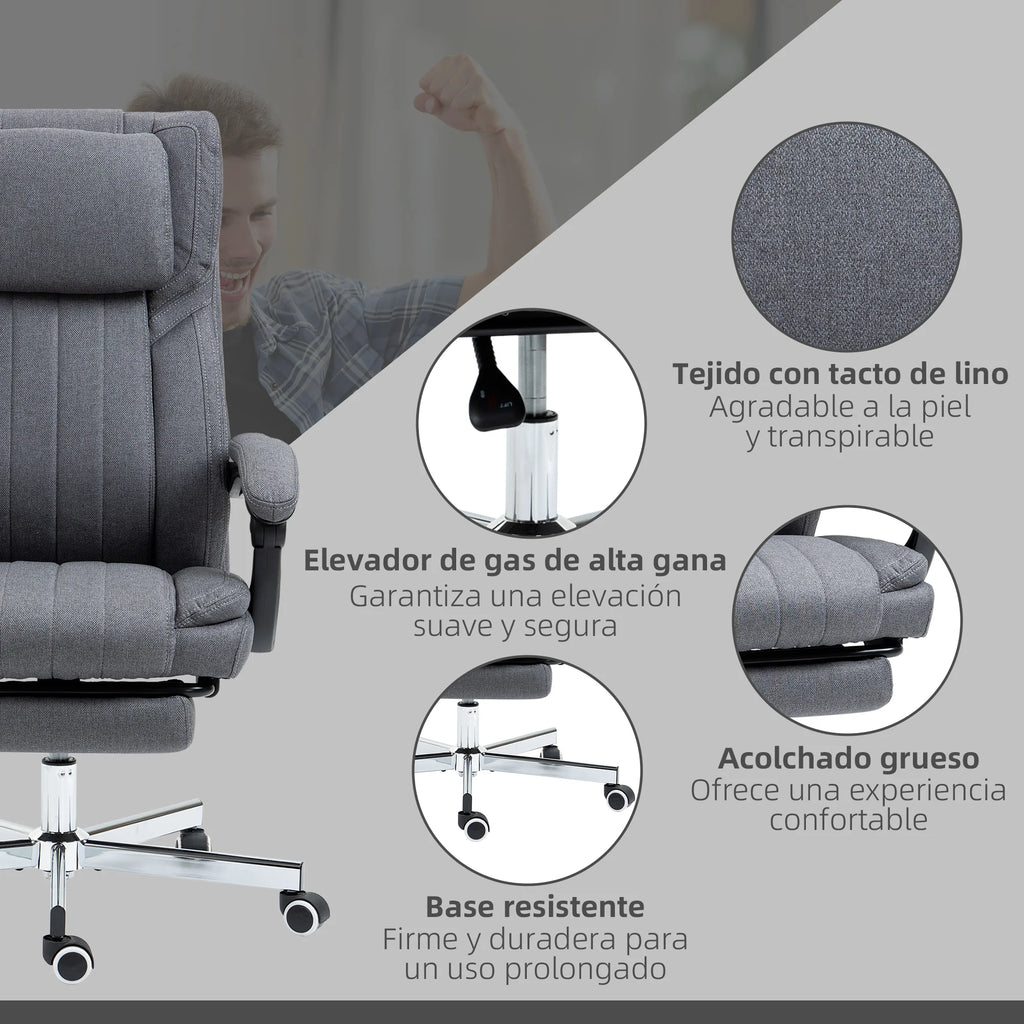 Silla de Oficina con Masaje Reclinable y Giratoria - Gris Tidesmit Massage Chairs Tidesmit