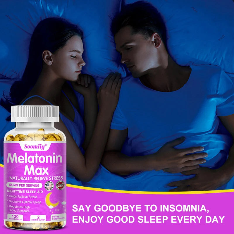 Melatonin 55mg Capsules, Natural Sleep Aid with MSM Zinc Vitamins, Fall Asleep Faster, Stay Asleep Longer, Support Immune System