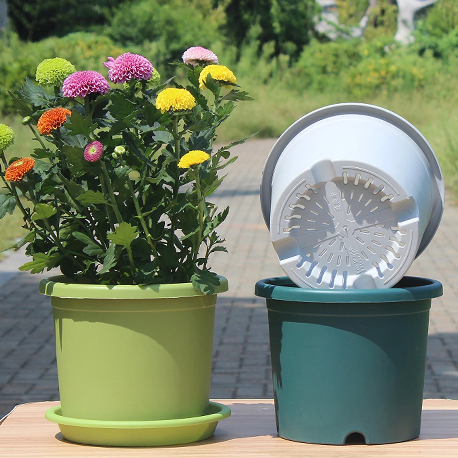 Thickened Plastic Flowerpot Large Water Absorbing Flowerpot For Garden Courtyard Balcony Planting Gardening Accessories 1pc