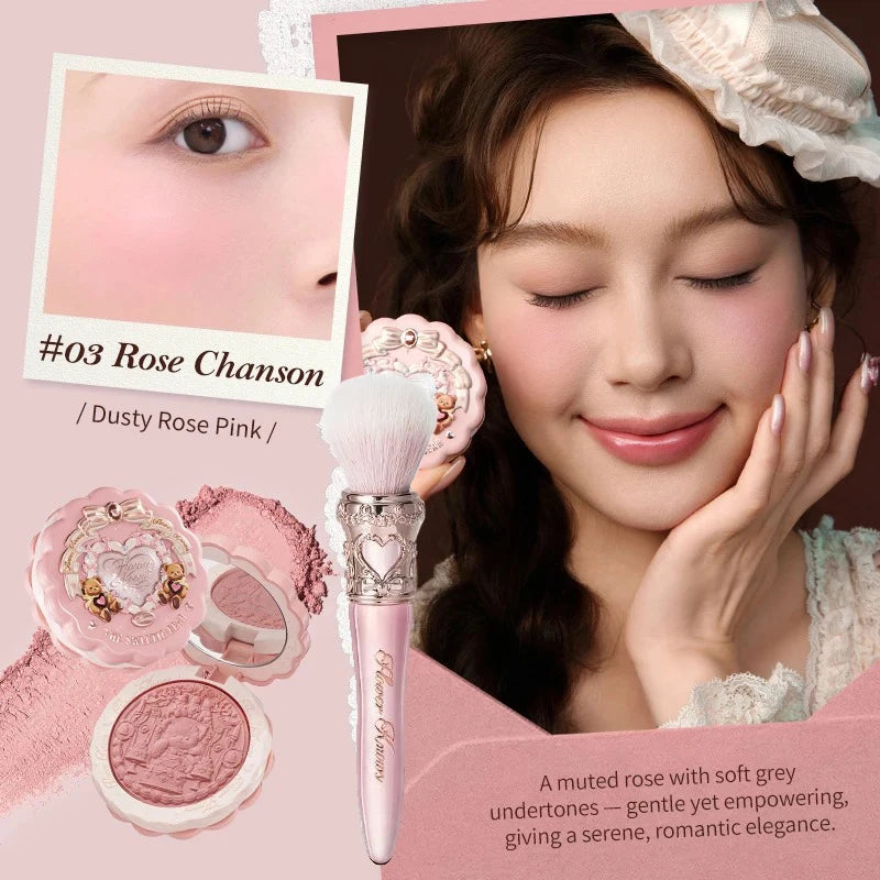 Tidesmit Flower Knows Sweetie Bear silk satin blush powder matte face makeup shade swatch